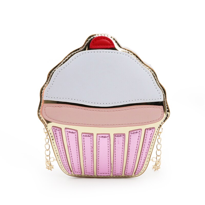 Bolso de mano pequeño con cadena para mujer, Cartera de piel sintética con cadena, estilo mensajero, bolsos de hombro tipo bandolera,: CupCake