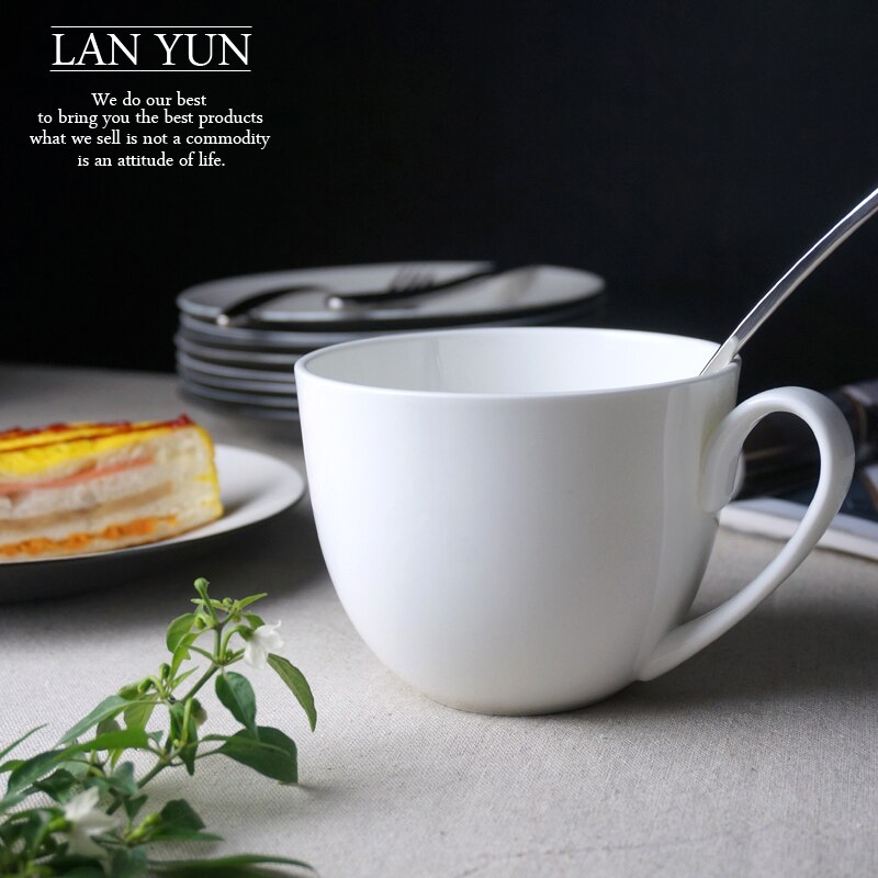 480 ML, tasse blanche simple de matin de porcelaine d'os, tasse de céréale de petit déjeuner de porcelaine, tasses en céramique tasses de café, grande tasse de thé de lait, gobelet