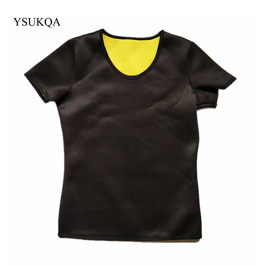 YSUKQA Neoprene Slimming T-Shirt Waist-Trimmer Corset Control Short Sleeve Shirt Sweat Shapewear