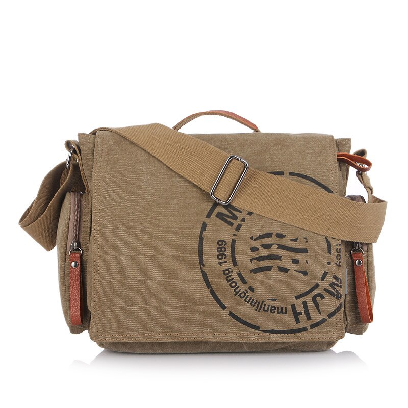 Manjianghong Leisure Canvas Men's Briefcase Bags Guaranteed Man's Shoulder Bag Business Functional Messenger Bag: Khaki