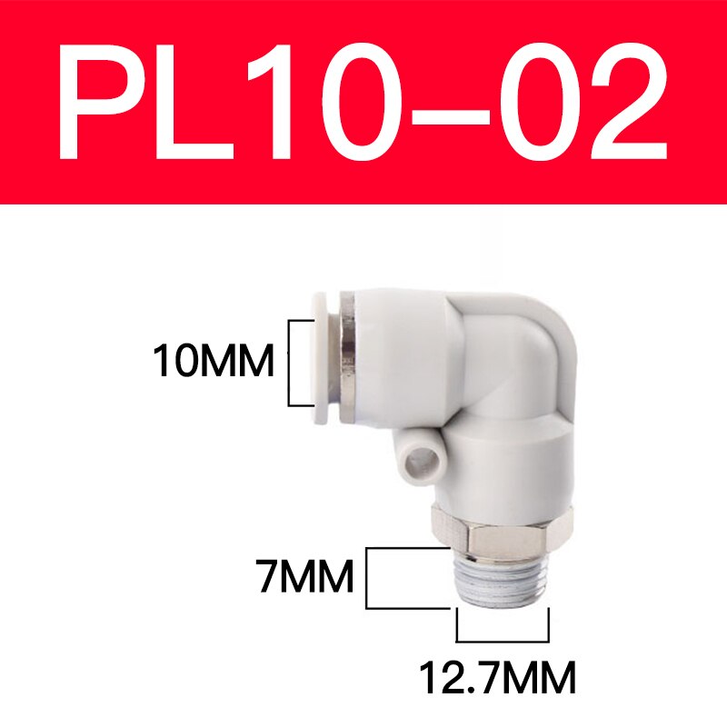 APL solenoid valve accessories PL4 6 8 10mm and miniature solenoid valve connector elbow connector white pneumatic connector: PL10-02