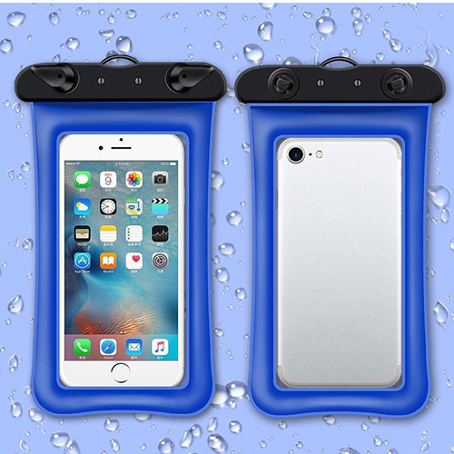 Universal gennemsigtig vandtæt taske mobiltelefon taske til 3.5 to 6 tommer telefon bærbar drifting snorkling svømning tilbehør: Blå