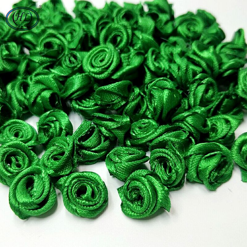HL 60 pièces 15mm ruban Rose fleurs bricolage Appliques décorations de mariage artisanat fournitures beaucoup de couleurs: green