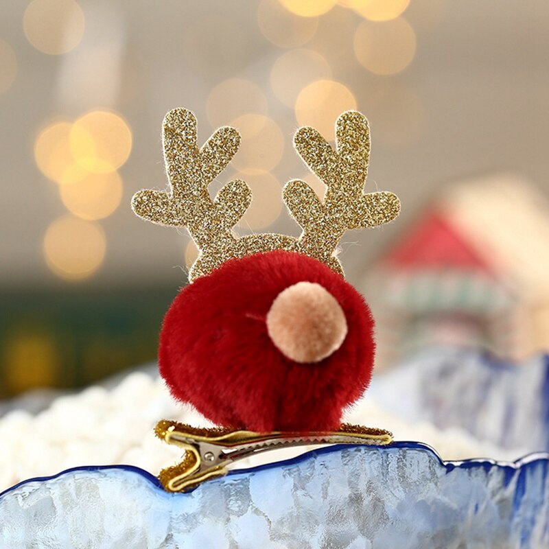 Christmas Headdress/Plush Hair Clip/Antler Hairpin/Santa Barrette/Kids /Christmas Decoration/Christmas Head Buckle: RD