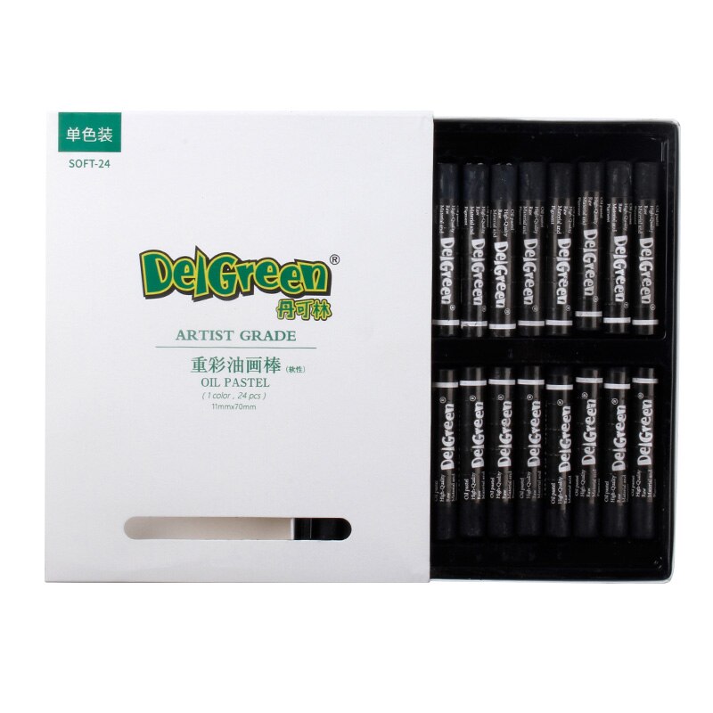 Monochrome Zware Kleurrijke Oliepastels 24 Stks/set 7 Kleuren Ronde Vorm Olie Pastel Krijt Sticks Enkele Kleur Set School Briefpapier: black
