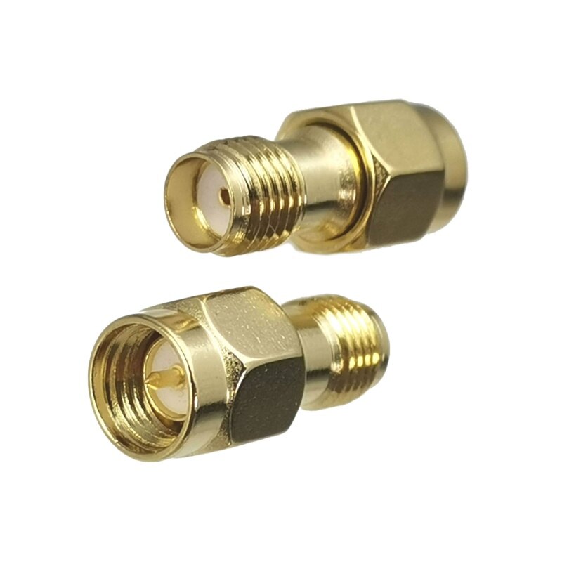 1 Uds adaptador de conector SMA RP-SMA a SMA RPSMA enchufe macho y conector hembra convertidor Coaxial RF recto latón: Oro
