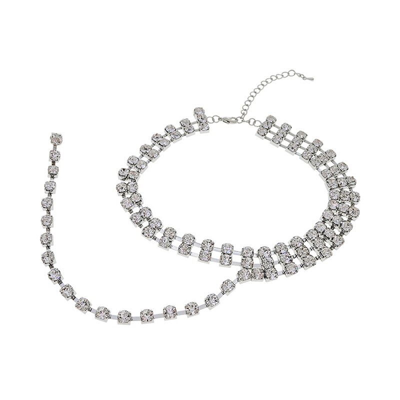 SRCOI Einfache Geometrische mehrschichtig Reihen Strass Kurze Halskette Temperament Kristall Schlüsselbein Kette Frauen Partei Schmuck
