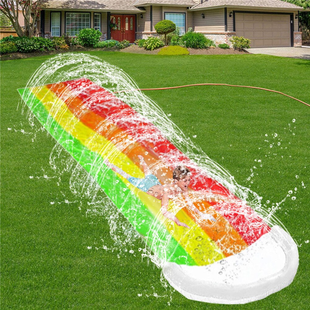 Summer Outdoor Inflatable Water Slide Children Playing Lawn Game Water Spray Mat Parent-child Double Water Ski Educational Toy