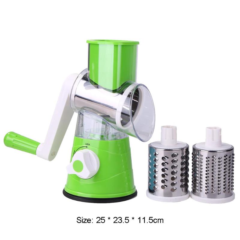 Multifunctionele Handmatige Groente Fruit Cutter Aardappel Versnipperen Rasp Rvs Ronde Slicer Keuken Accessoires Koken Tool: green