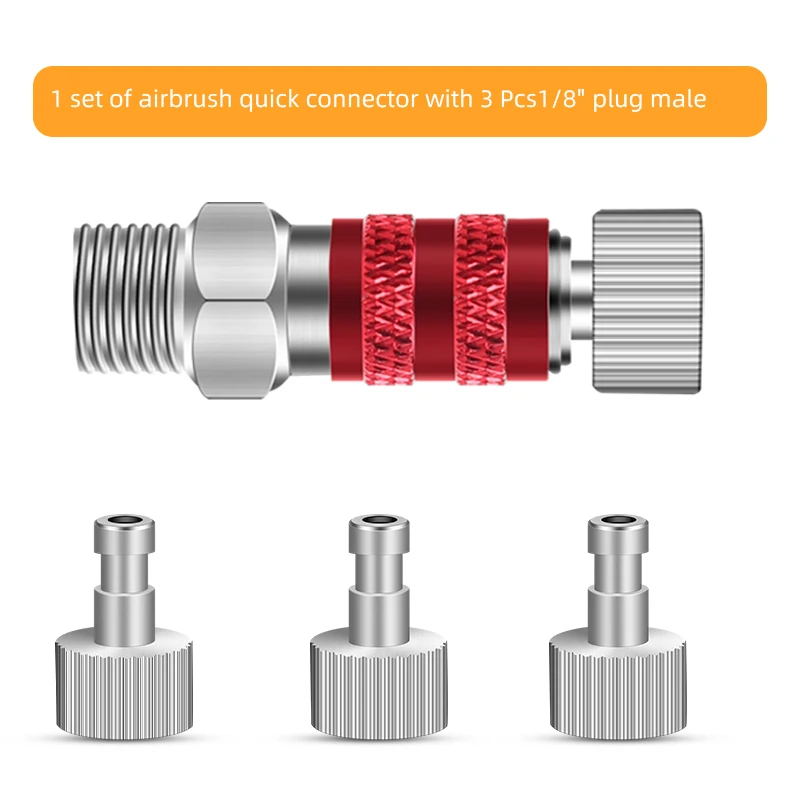 Air Brush Quick Release Coupling Adapter Airbrush Adjustment Control Valve Quick Disconnect Fit 1/8"Tool for Airbrush Sprayer: Yellow
