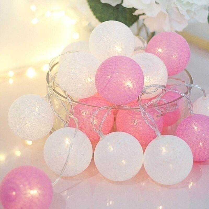 Guirlande string lys 20 led bomuld kugle fe belysnings strenge til julefest bryllup romantiske dekorationer lys