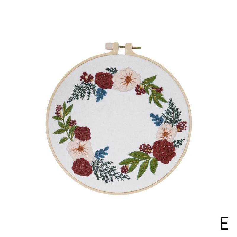 Stickerei Bausatz Band DIY Blumen Pflanzen aufbringen Kreuz Stich schlagen Nadel Bausatz Stickerei Bausatz Kreuz Stich Hand stickerei tasche: E