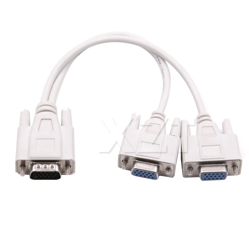 15 Pin VGA Male to 2 Female Y Splitter Video Cable SVGA Monitor Adapter Extension Converter Lead for PC TV Projectors