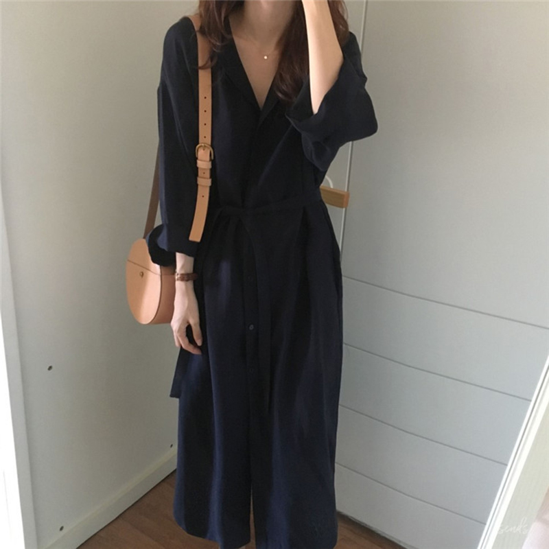 Herfst dames lang shirt plus size losse stijl casual revers vleermuismouwen vintage ol lang shirt vest blouse jas vrouwelijk