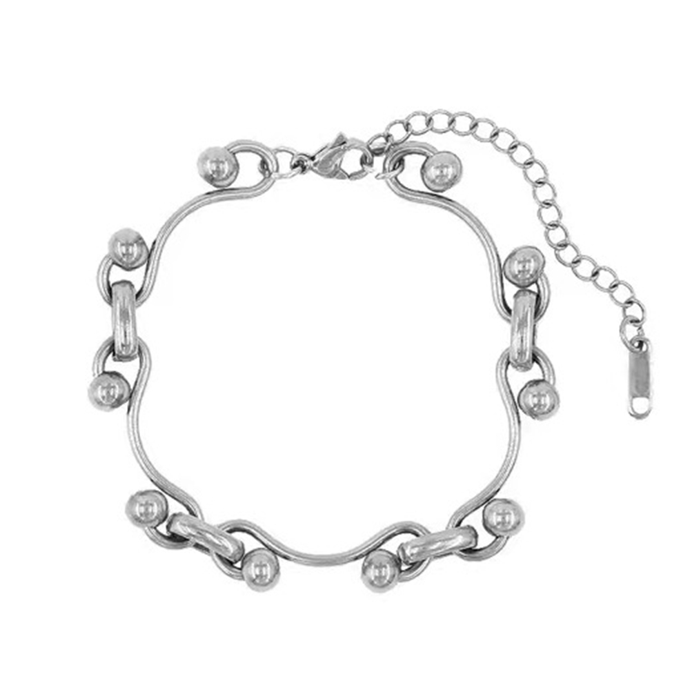 Collar de cadena de bolas onduladas de acero inoxidable Y2K para mujeres y hombres, joyería hecha a mano de Punk Grunge: Rojo-marrón