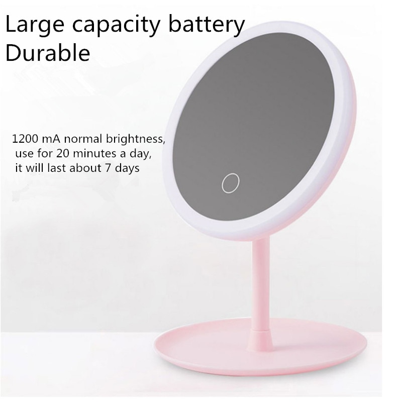 Led Light Makeup Mirror Storage LED Face Mirror Adjustable Touch Dimmer USB Led Vanity Mirror Table Desk Cosmetic Mirror