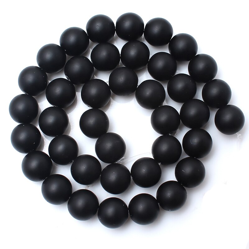 Smooth round black Dull Polish Matte Onyx Agates 15.5" Natural Stone Beads 4 6 8 10 12 14mm Pick Size For Jewelry Making-F00059