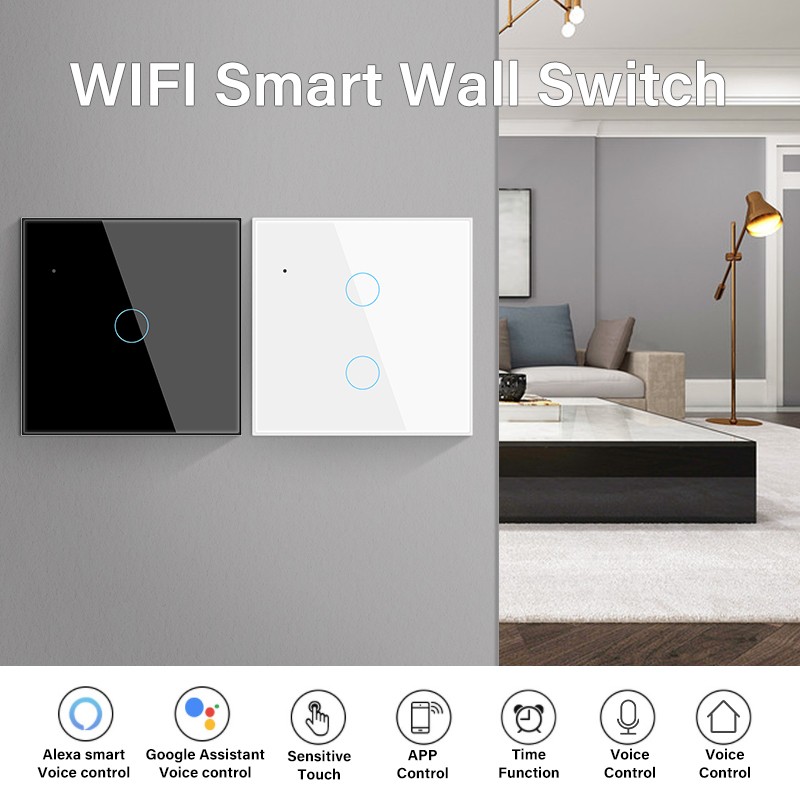 Tuya Wifi Slimme Lichtschakelaar Met Neutrale Draad 1 2 3 4 Gang Touch Sensor Slimme Schakelaar Voice Control alexa Google Thuis
