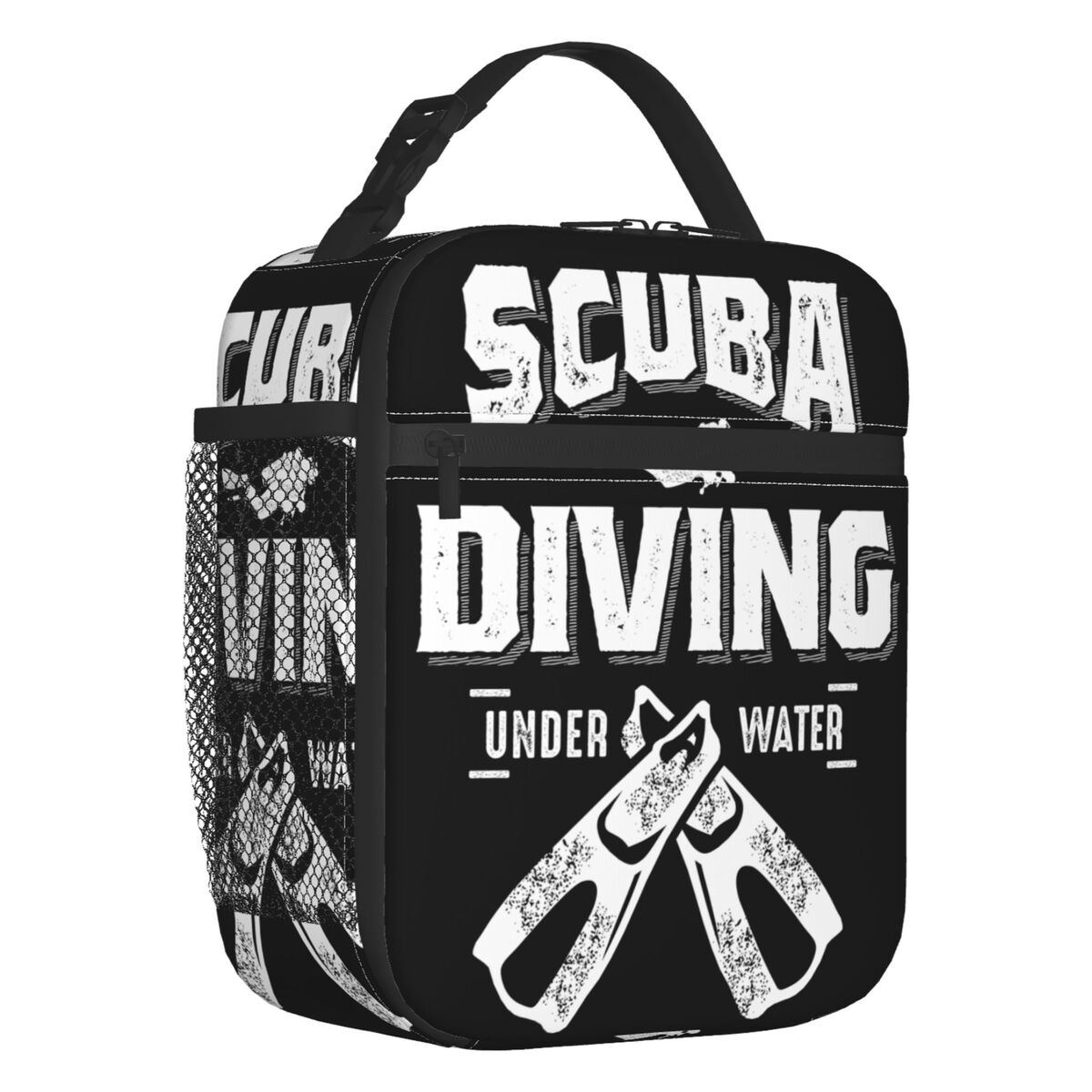 Scuba Diving Insulated Lunch Bags for Women Adventure Ocean Dive Diver Portable Cooler Thermal Bento Box Work School Travel: black