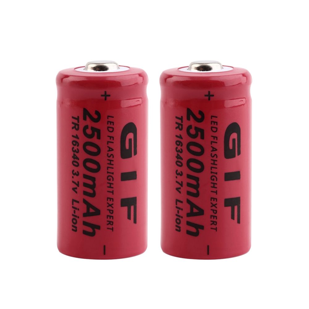 1/2/4/6/8 Pcs 3.4x1.6cm Red 16340 2500mAh Li-ion Lithium Batteries For LED Flashlight Headlamp Toy Mini Fan 3.7V Volt 2500mAh