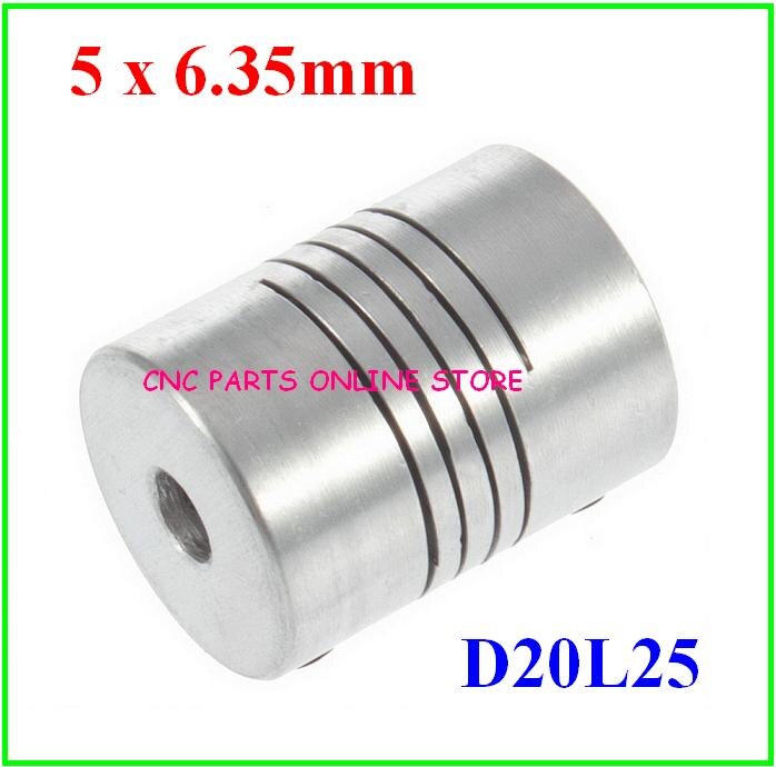 5 x 6.35mm CNC Motor Jaw Shaft Coupler 5mm To 6.35mm Flexible Coupling