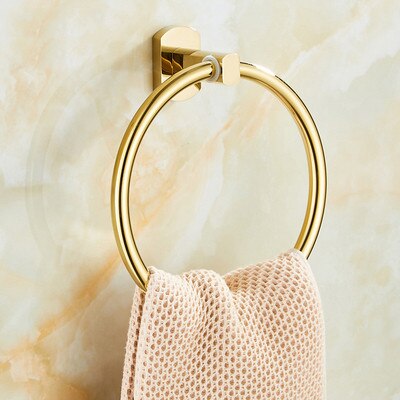 Bathroom Accessories Set Brass Gold Towel Rack Toilet Brush Holder Corner Shelf Paper Holder Soap Dish Hooks Bath Hardware Sets: towel ring