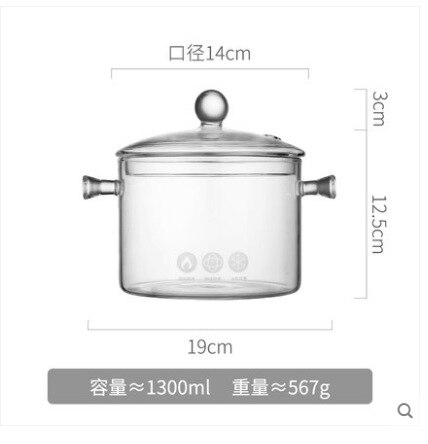 1000ml open fire electric ceramic stove with heat-resistant glass pot, small pot, stew pot, noodle pot, transparent 2101: Diameter 15 round ca