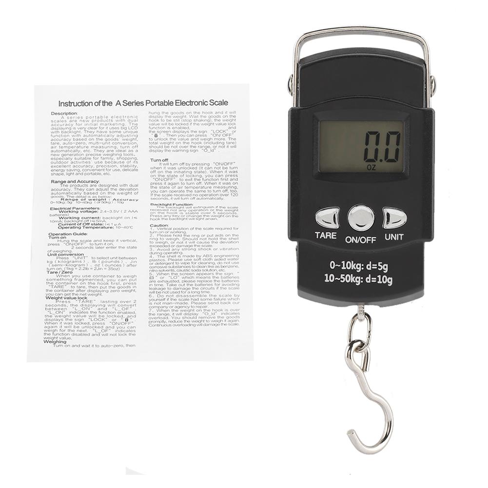 50KG/10G Digital Handy Pocket Weight Hook Scale 1pc Electronic Hanging Fishing Luggage Balanca Portable Mini