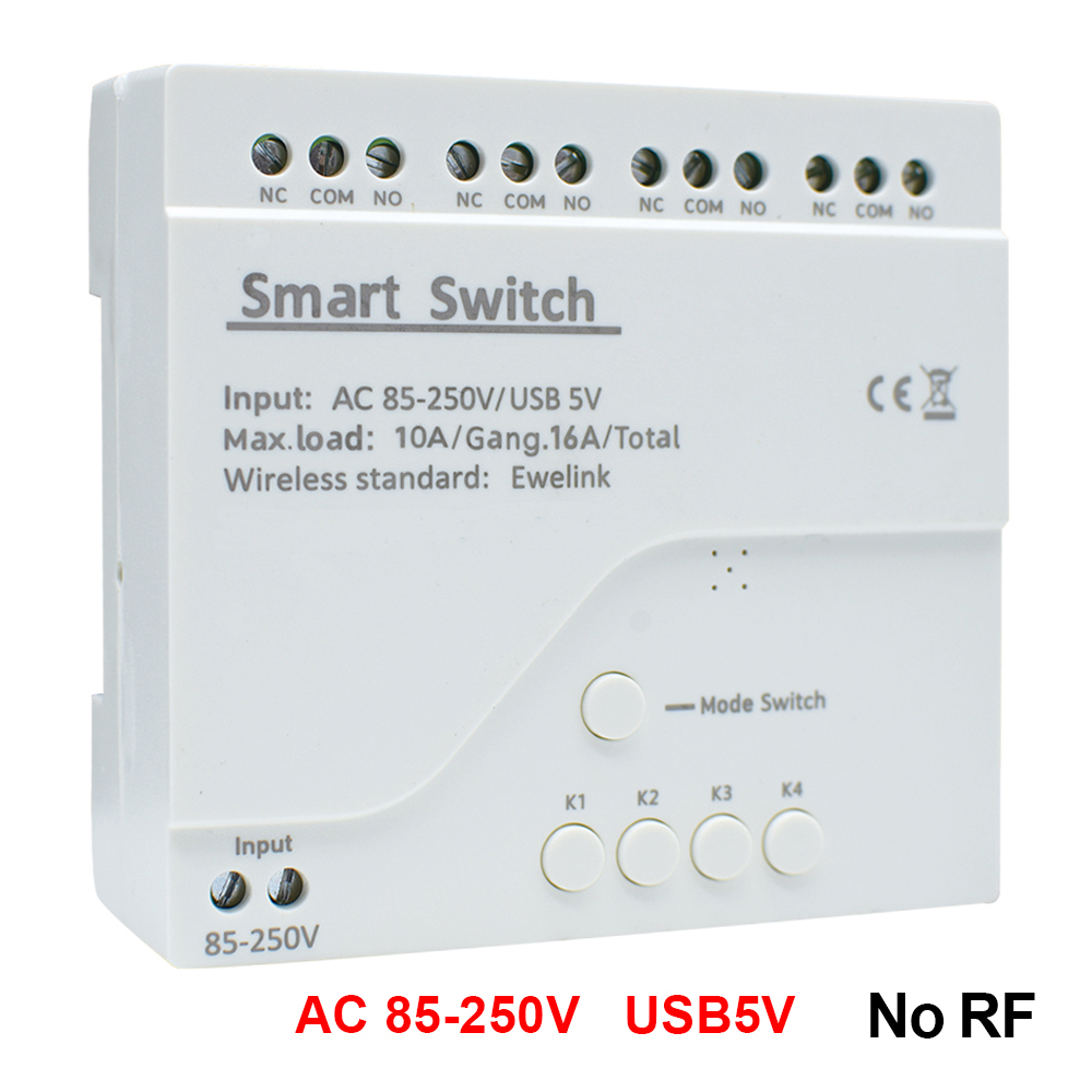 Módulo de interruptor Wifi inteligente eWeLink de 4 canales, 12V, 24V, 7-32V, 220V, 85V-250V, 10A, relé de 4 canales, funciona con Alexa y Google Home:  Opción4