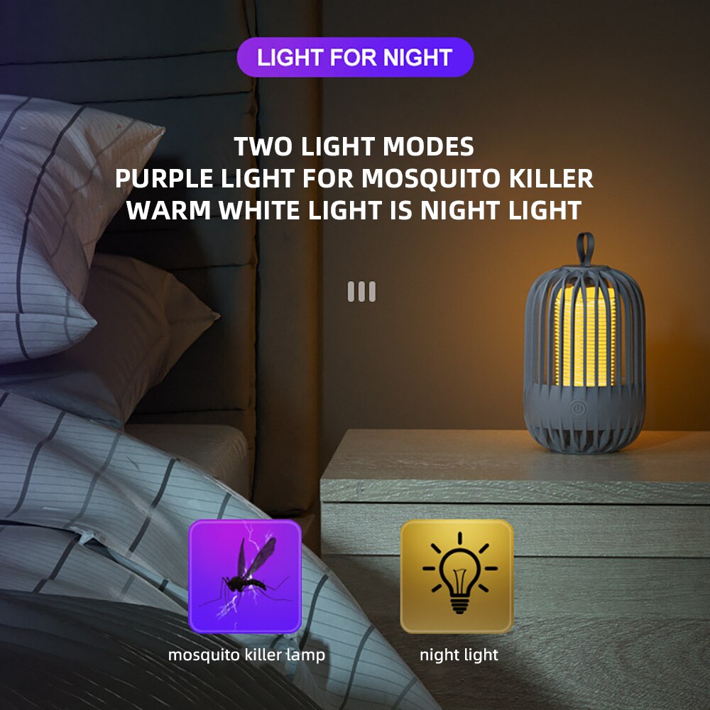 Rechargeable Usb Mosquito Killer Lamps Portable Mosquito Trap Light for Home Living Room Backyard Garden Outdoor Camping Fishing