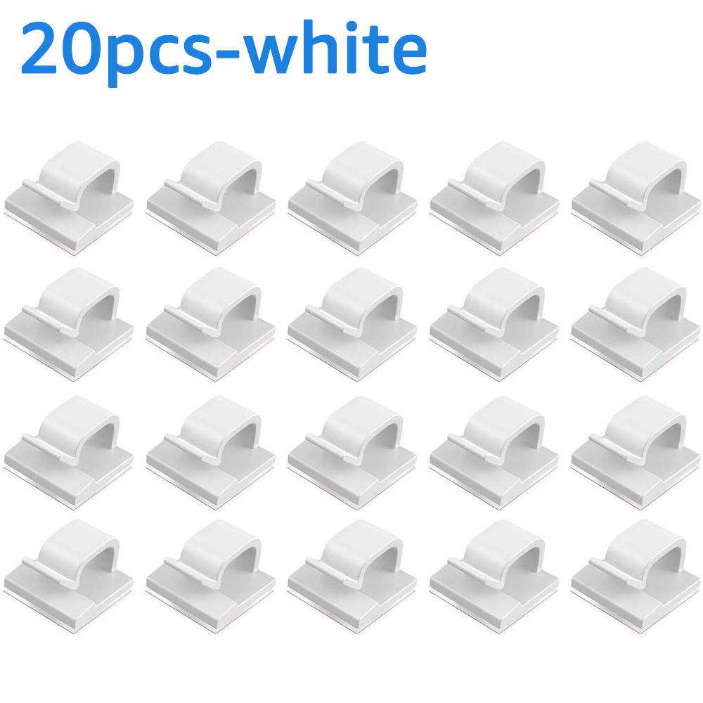 Untoom USB Cable Winder Desktop Cable Organizer Management Clip Cable Protector Holder for Computer Mouse Keyboard Earphone Wire: White-20pcs