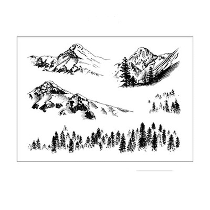 ZFPARTY Schnee Berg transparent Klar Silikon Briefmarken für DIY Scrapbooking/Karte, Der/Dekorative blätter