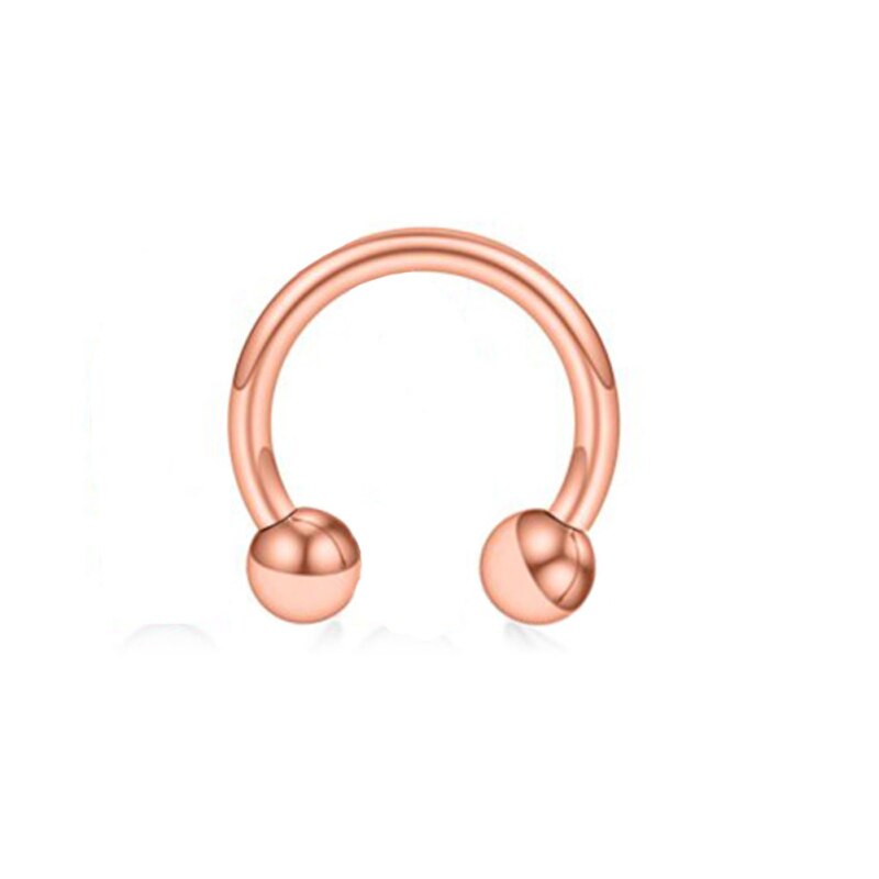 Rvs Neus Stud Kleurrijke C-Vorm Piercing Oorbel Nose Ring Prong Mode Body Piercing Sieraden: Style 1 rose gold