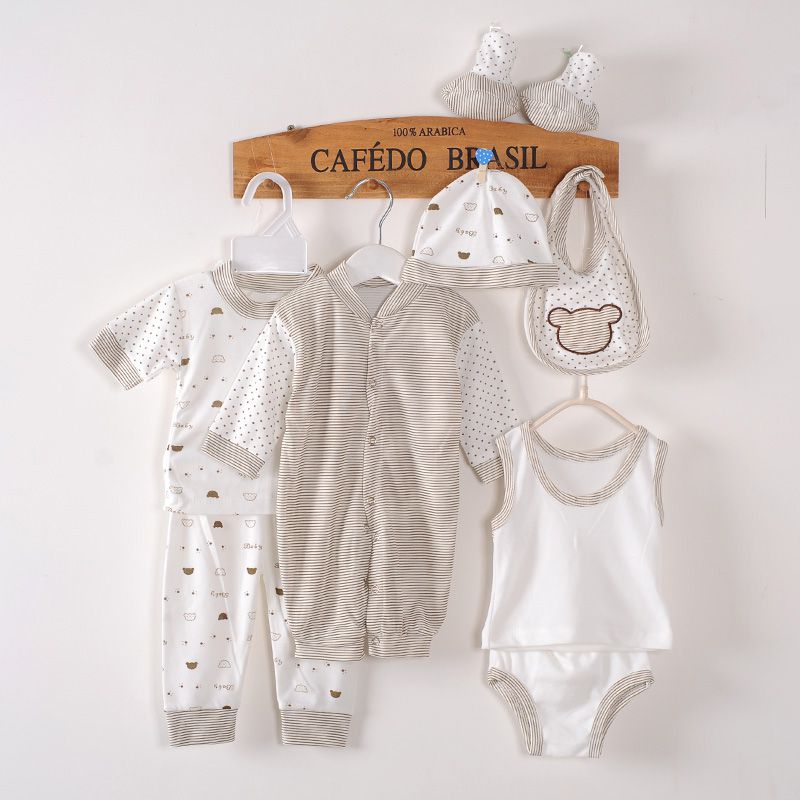8 stk/sæt nyfødt baby tøj sæt mærke baby dreng/pige tøj 100%  bomuld polka dot undertøj 0-3m m2: Brun