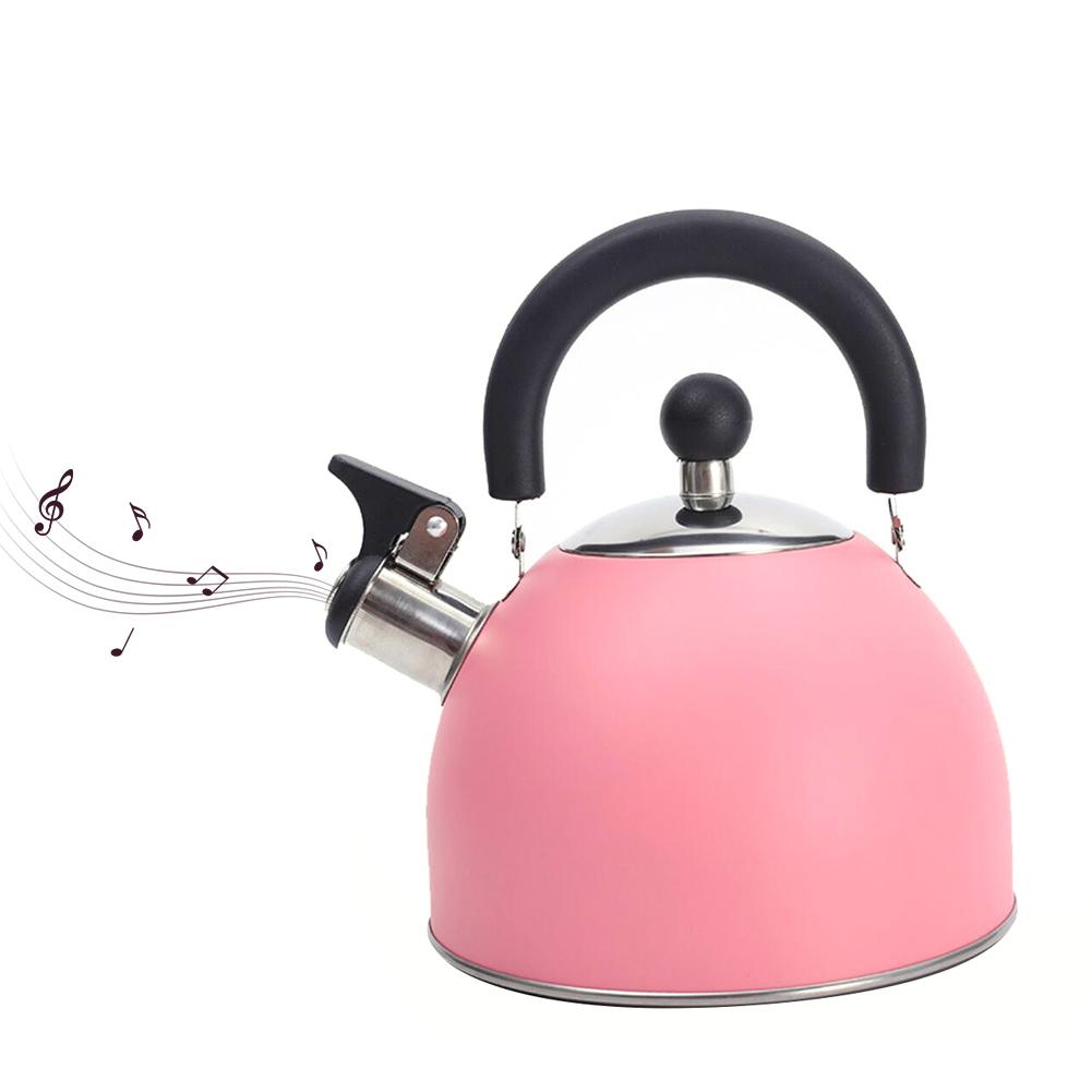 2L Pink Whistling Kettle For Gas Stove All Stovetops Stainless Steel Coffee Tea Rising Kettle With Whistle Teapot: Default Title