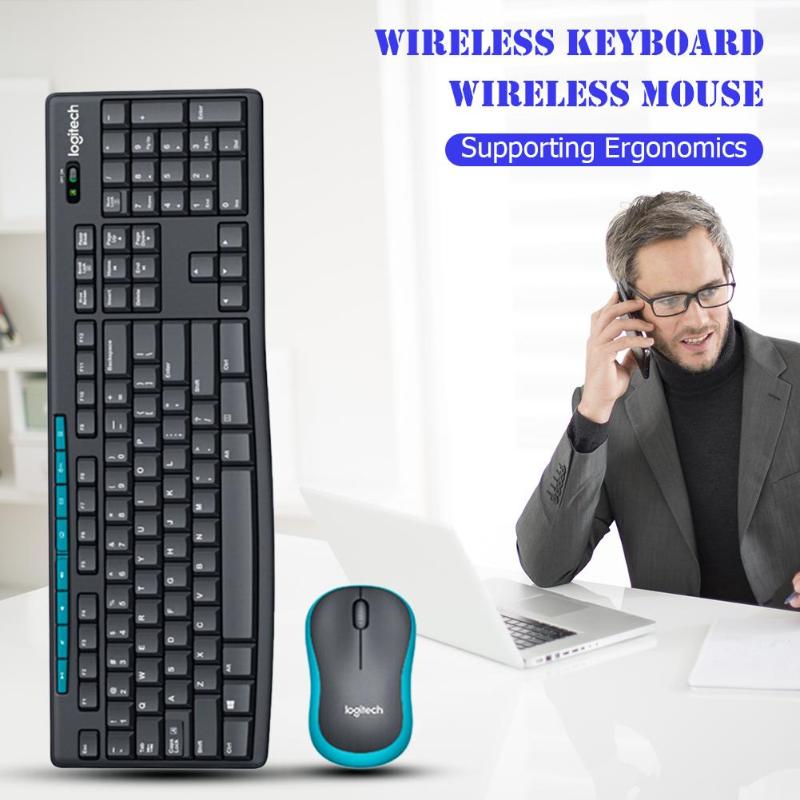 Logitech MK275 USB Wireless Keyboard 1000 DPI Optical Ergonomic Mouse Combo Computer Peripheral Accessories