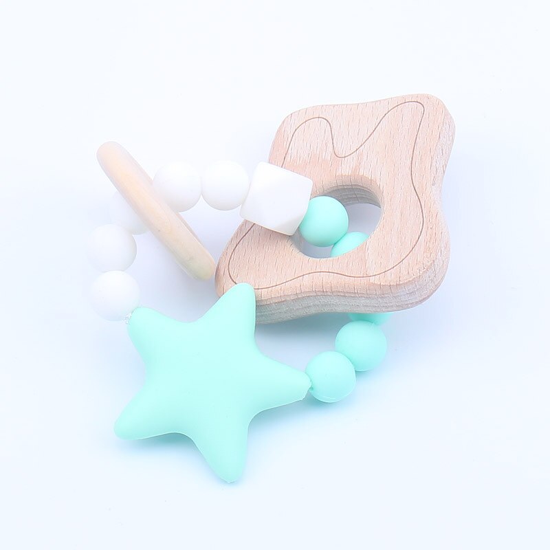 Di legno Teether Del bambino Animale Del Braccialetto Dei Monili A Forma di Dentizione per biologico Legno Perle di silicone Crepitio Del bambino Passeggino Accessori Giocattolo: bambino teathers 2