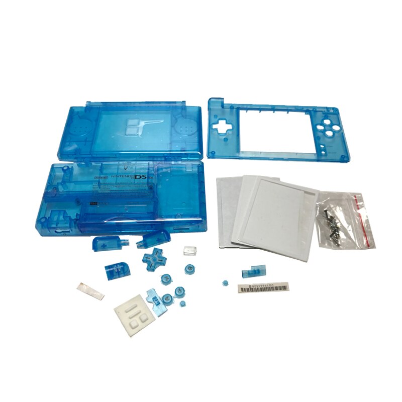 Multiple Colour Game Case Shell for Nintend DS Lite Replacement Clear Crystal Full Housing Box Cover For N DSL: Transparent Blue