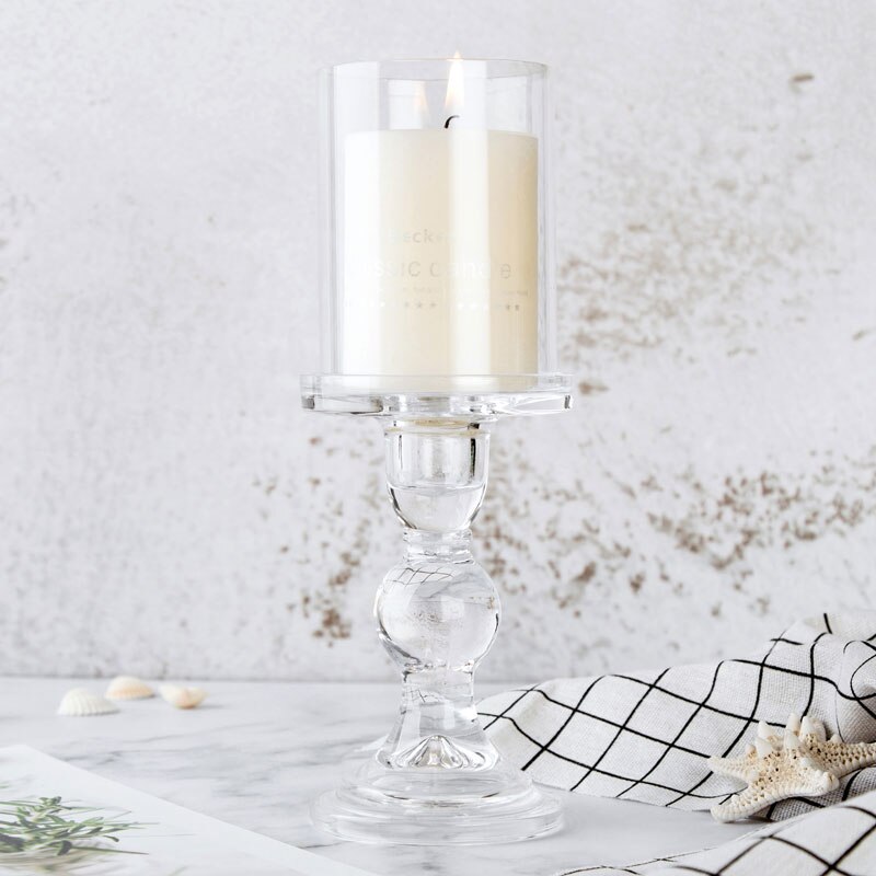 Nordisk glass lysestake med deksel for telys lysestake hjemmedekorasjon krystall søyle lysestaker bryllup kandelaber: Høyde 5.51 tommer
