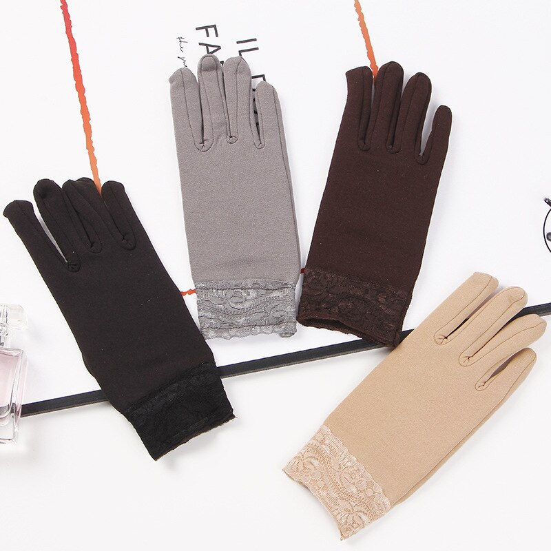 Gants en dentelle épaisse pour femmes, de mitaines courtes et épaisses à la pour la conduite, GL0324