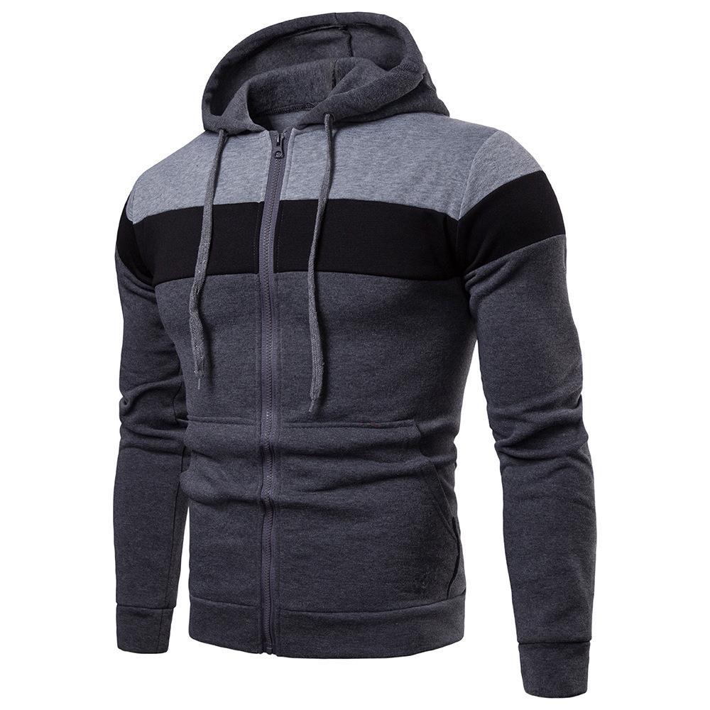 Sweat à capuche à fermeture éclair pour hommes, bloc de couleurs, décontracté, et Durable, haut automne/hiver, manches Raglan, sweat-shirt pour hommes,: XXL / Marron