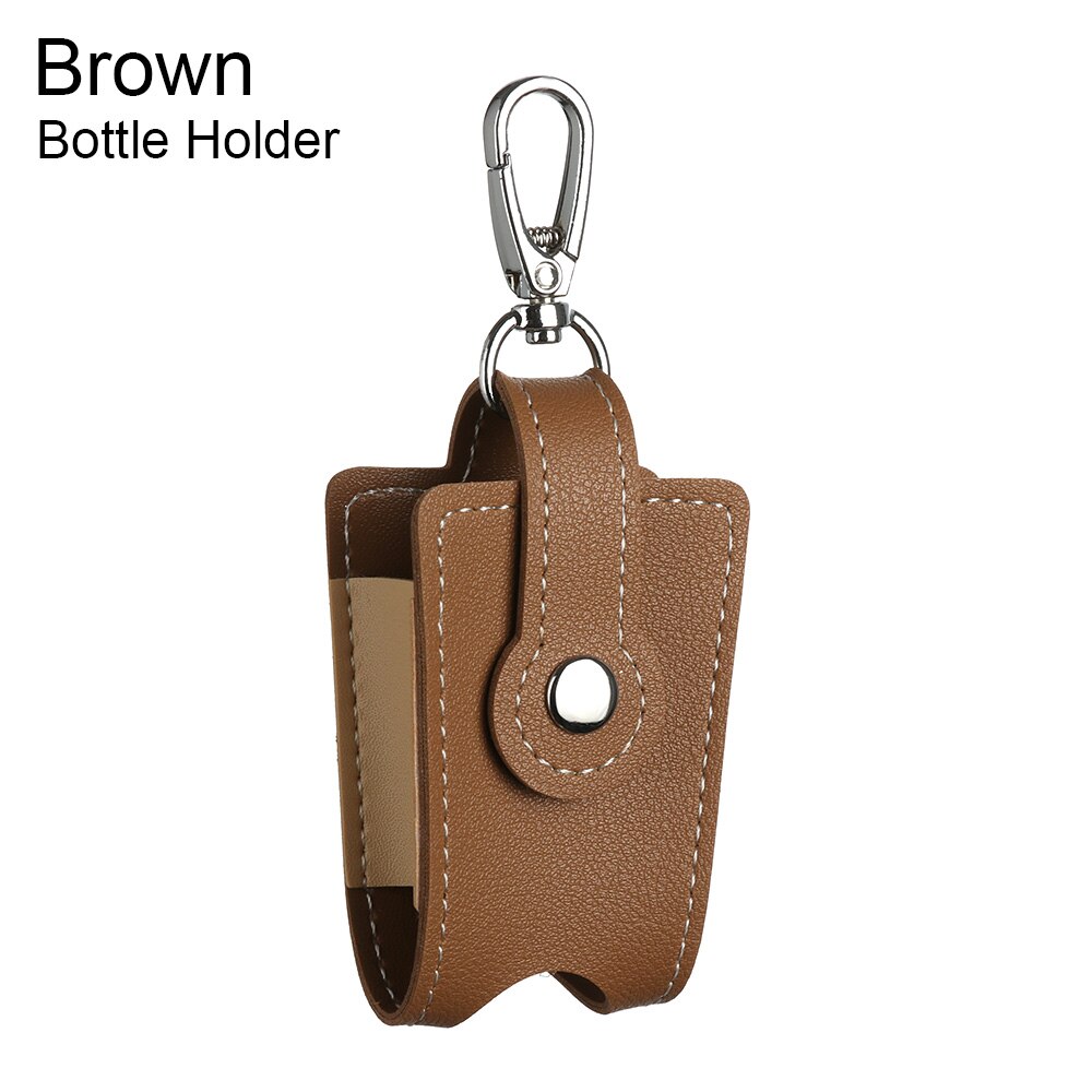 Hand Sanitizer Gel Bottles Storage Bottle Holder With Keychain Carrier Flip-Top Empty Container Reusable Travel Bag: Brown Bottle Holder