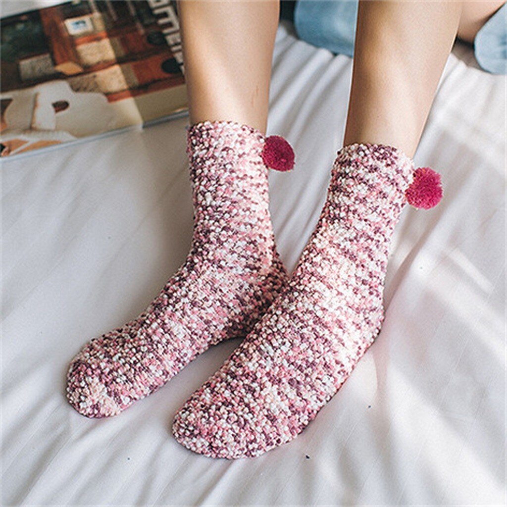 25 # chaussettes de glissement décontracté de corail des femmes mi Tube hiver chaussettes mignonnes épaissir thermique confortable chaussettes de plancher