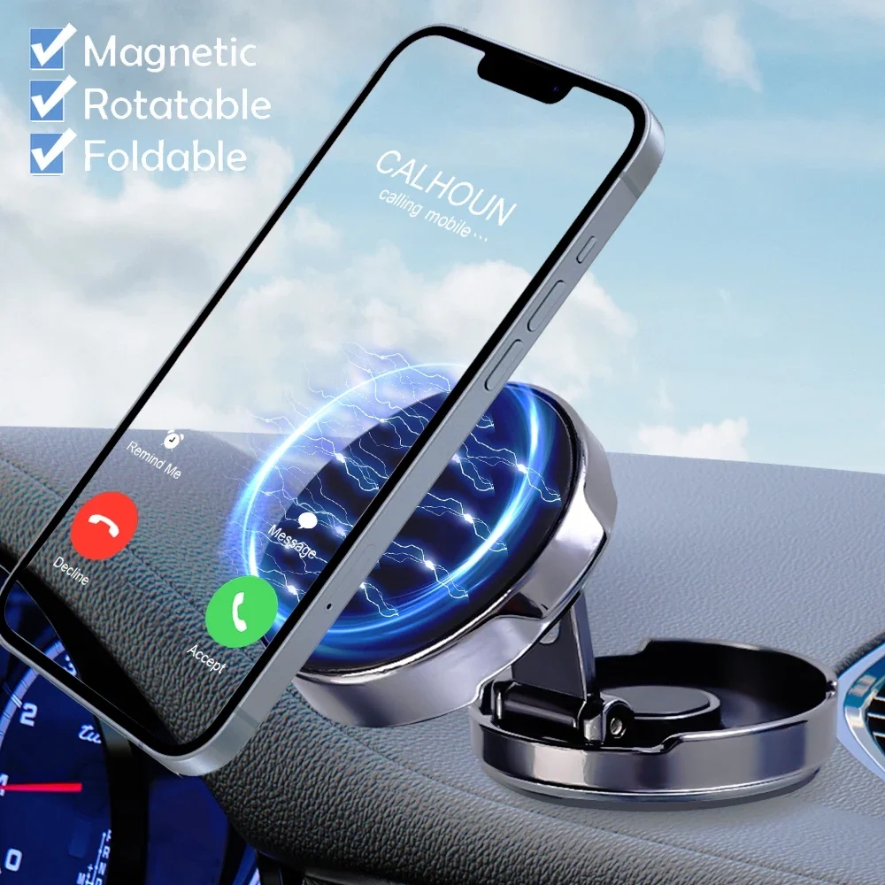 Stojak na telefon komórkowy 2024 Mocny magnetyczny uchwyt samochodowy 720 ° Składany okrągły wspornik do uniwersalnych uchwytów do montażu telefonów w samochodzie