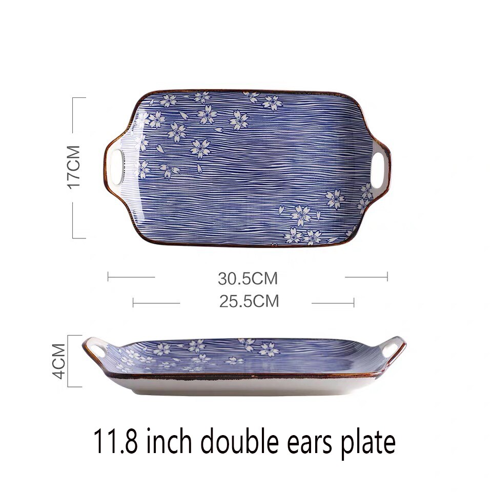 Timemore kersenbloesem japanse stijl keramiek eetrijstkom soepkom ramenkom huishoudelijke visschotel sushibord: 11.8 inch plaat