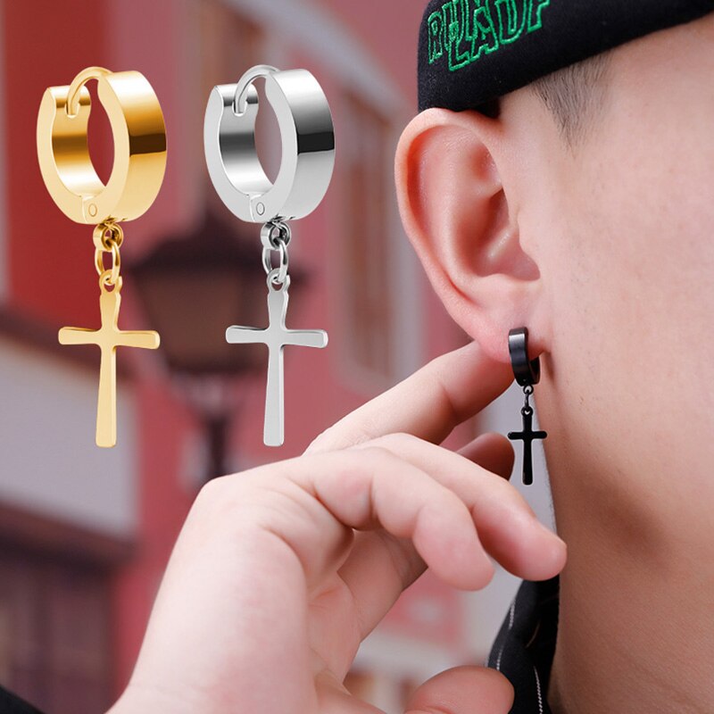 Harajuku Mode Kruis Oorbellen Punk Cool Egirl Meisje Cross Chain Hanger Oorbellen Voor Vrouwen Mannen Bff Straat Hip Hop Sieraden