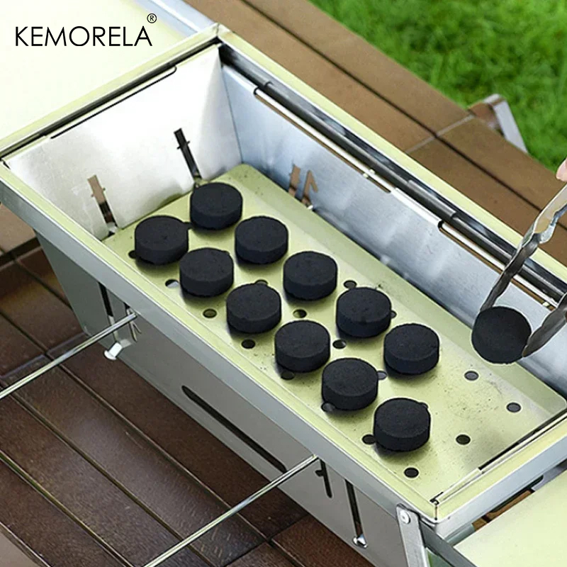 Estufa de barbacoa plegable para exteriores de acero inoxidable, parrilla de carbón portátil sin humo para cocinar en el hogar y el jardín