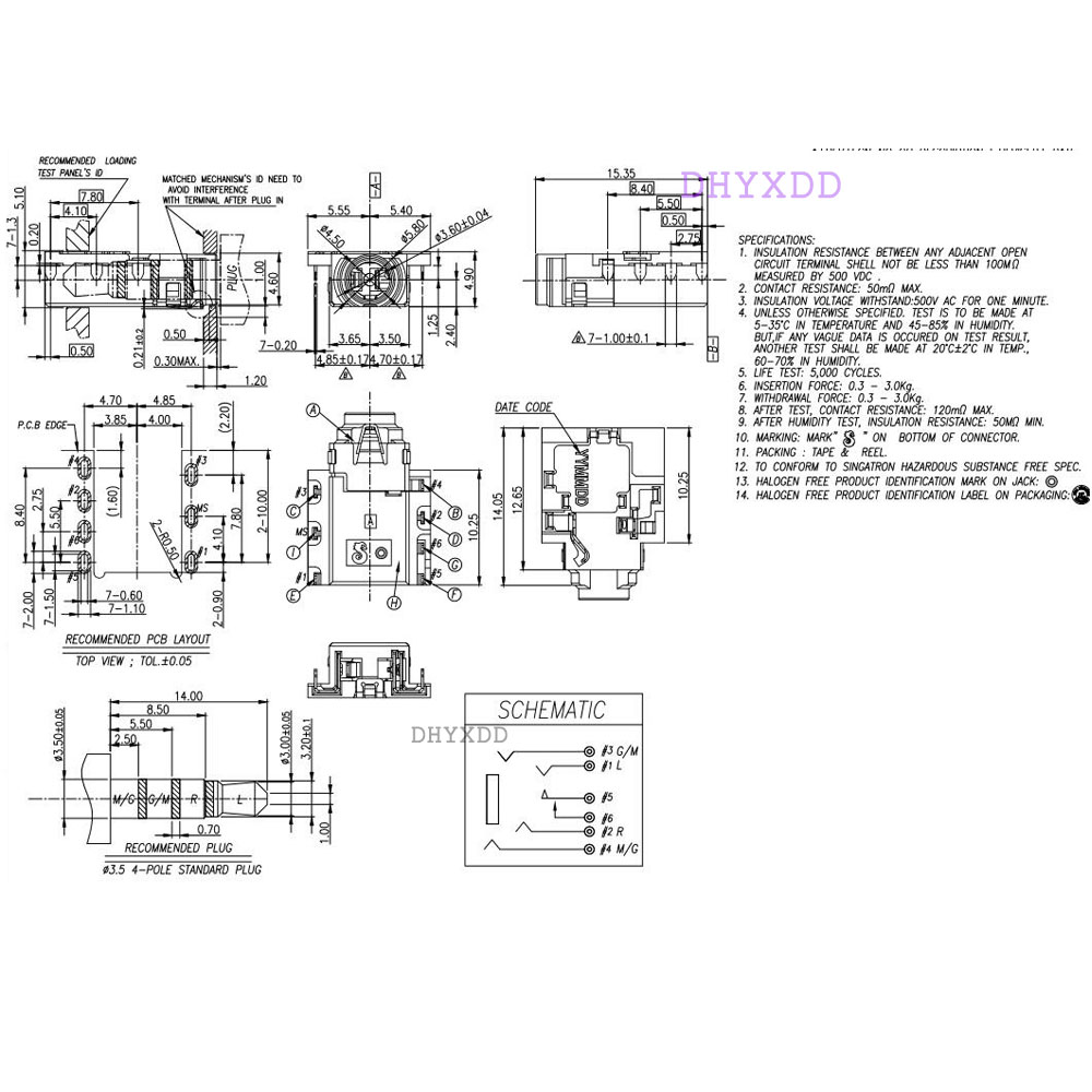 2X 3.5 Audio Video Headphone Jack Connector For Dell Inspiron 15-7566 15-7567 P65F 15-5590 5590 Laptop MIC Headphone Port 7-Pin