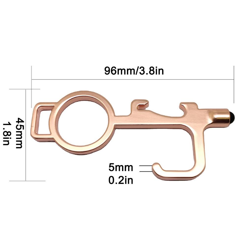 Apriporta senza contatto Attrezzo, 4 Pz Multifunzionale Nessun tasto tocco Apriporta Gancio ergonomico Pulsante touchscreen Stilo mobile con portachiavi per Ambiente esterno no tocco ecc.