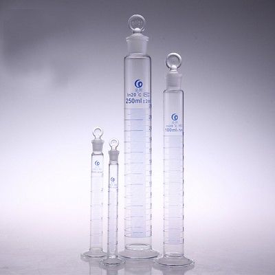 Cylindre de dosage de liquide en verre rotatif gradué avec bouchon en verre, 500ml